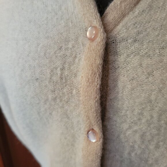 Sag Harbor Petite Wool Floral Embroidered Button-Up Vest Beige L - Picture 3 of 7